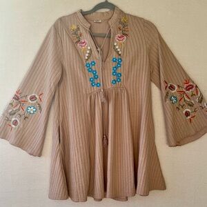 BohoBeauRoseBoutique Embroidered Tan Blouse